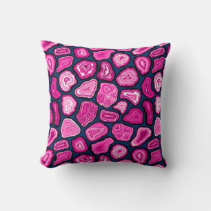 Pink agate slices throw pillow