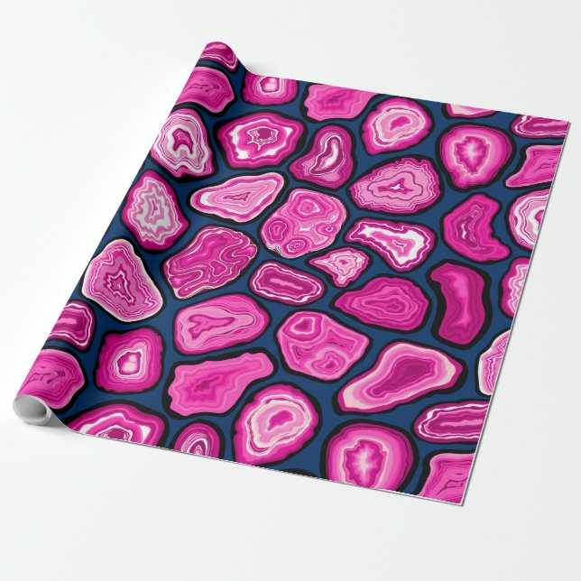 Pink agate slices wrapping paper (Unrolled)