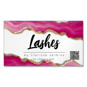 pink agate Trendy Modern Lash Extensions Beauty Magnetic Business Card