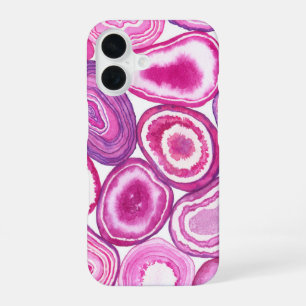Pink agate watercolor iPhone 16 case