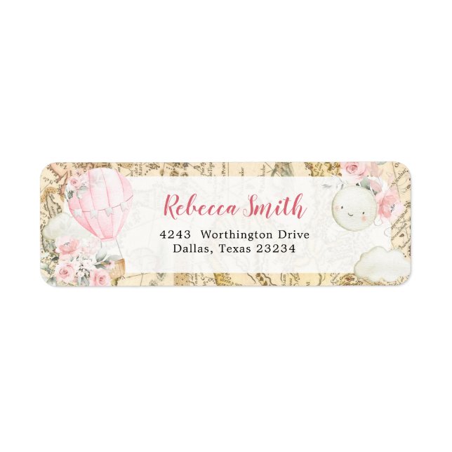 Pink Air Balloon Isn't she Onerderful Address (Front)