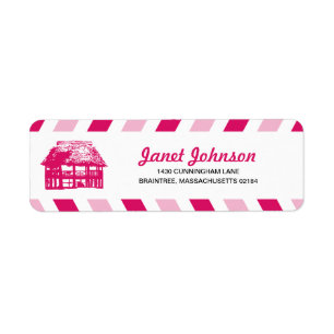 Pink Airmail Beach Hut RETOUR ADRESSE EMAIL