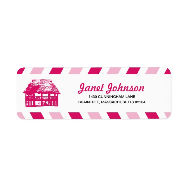 Pink Airmail Beach Hut RETOUR ADRESSE EMAIL (Devant)