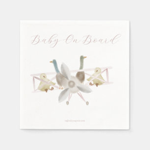 Pink Airplane Baby Shower Napkins
