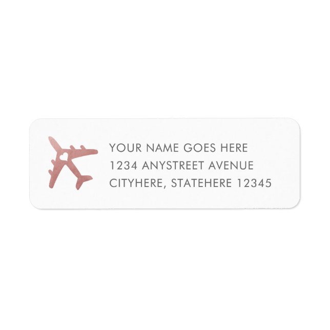 Pink Airplane Travel Lover's Return Address (Front)