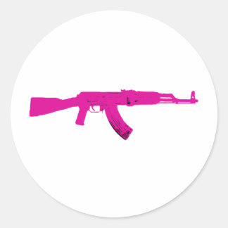 Pink AK-47 Classic Round Sticker