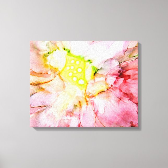 Pink Alcohol Ink Abstract Flower Canvas Print (Front)