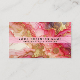 Pink Alcohol Ink Business Card