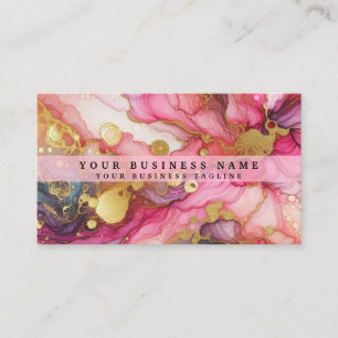 Pink Alcohol Ink Business Card