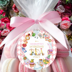 Pink Alice in Wonderland 3rd Birthday   Classic Round Sticker
