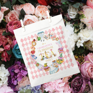 Pink Alice in Wonderland 7th Birthday   Favour Bag