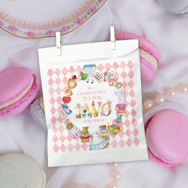 Pink Alice in Wonderland Tea for Two Birthday   Favour Bag (Creator Uploaded)