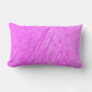 Pink Alice Name On Pastel Pink Mosaic, Lumbar Pillow