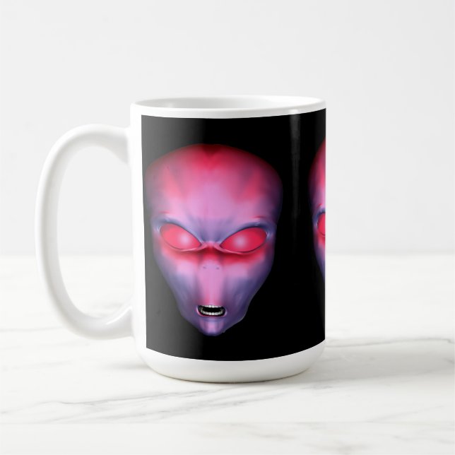 Pink Alien Head Coffee Mug (Left)