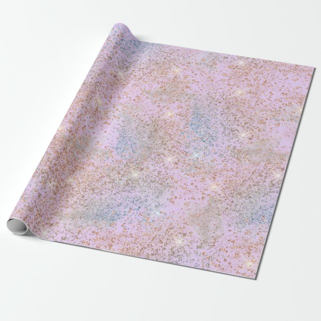 Pink All Occasion Splatter Glitter Texture Look Wrapping Paper (Unrolled)