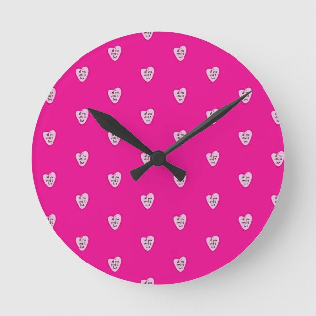 Pink All You Need is Love Clock (Front)