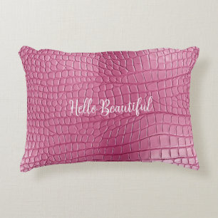 Pink Alligator Animal Print Accent Pillow
