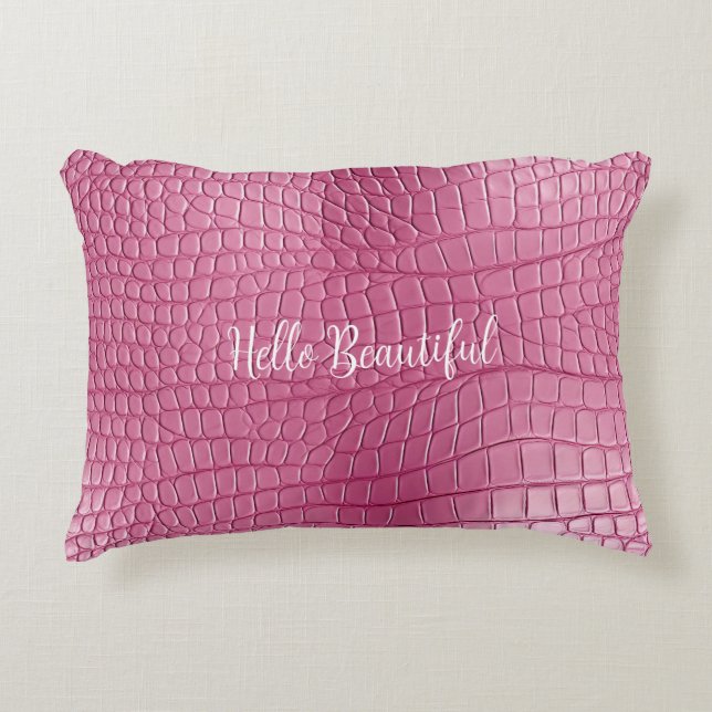 Pink Alligator Animal Print Accent Pillow (Front)