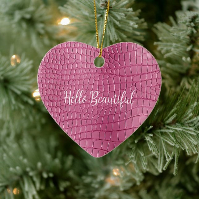 Pink Alligator Animal Print Ceramic Ornament (Tree)