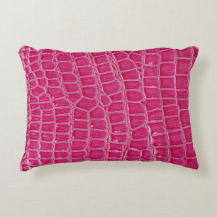 Pink Alligator Patterned Texture Accent Pillow