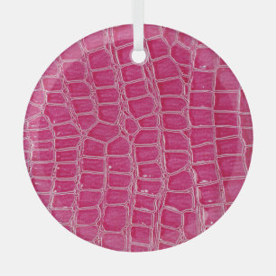 Pink Alligator Patterned Texture Glass Ornament