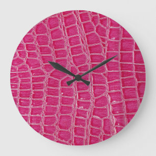Pink Alligator Patterned Texture Large Clock