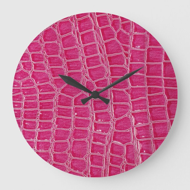 Pink Alligator Patterned Texture Large Clock (Front)
