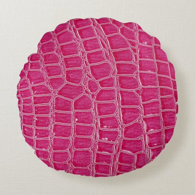 Pink Alligator Patterned Texture Round Pillow (Front)