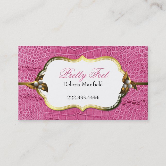 Pink Alligator Print Business Card (Front)