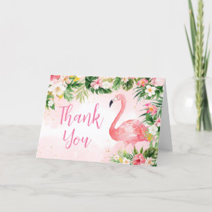 Pink Aloha Flamingo Baby Shower  Thank You Card