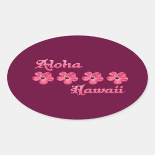 Pink Aloha Hawaii Oval Sticker