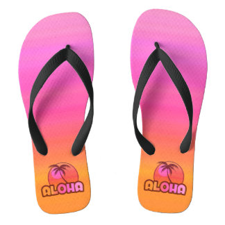 Pink Aloha Palm Flip Flops