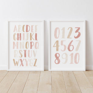 Pink Alphabet and Numbers Educational Classroom