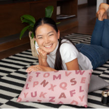Pink Alphabet Pattern Pillowcase