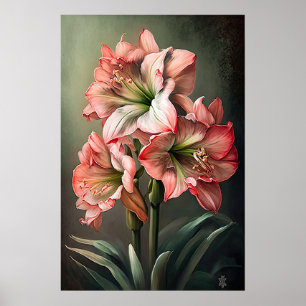 Pink Amaryllis Flower Art Imprimer Poster