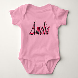 Pink Amelia Girls Name Logo Baby Bodysuit