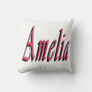 Pink Amelia Girls Name Logo Throw Pillow