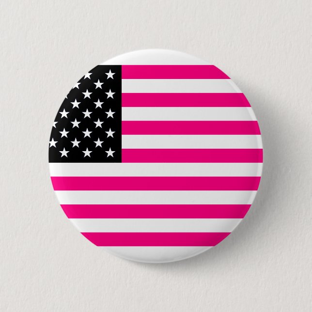 pink american flag 2 inch round button (Front)