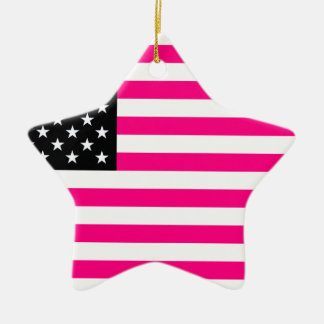 pink american flag ceramic ornament