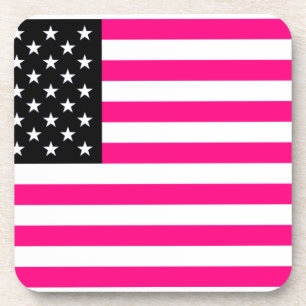 pink american flag coaster
