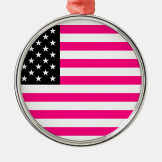 pink american flag metal ornament