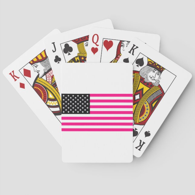 pink american flag playing cards (Back)