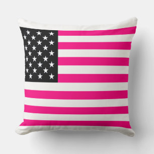 pink american flag throw pillow