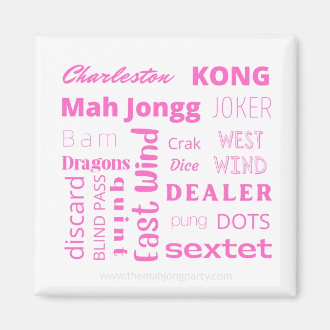 Pink American Mah Jongg magnet  (Front)