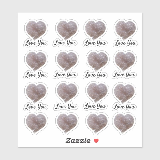 Pink Amethyst Crystal Heart Love You (Sheet)