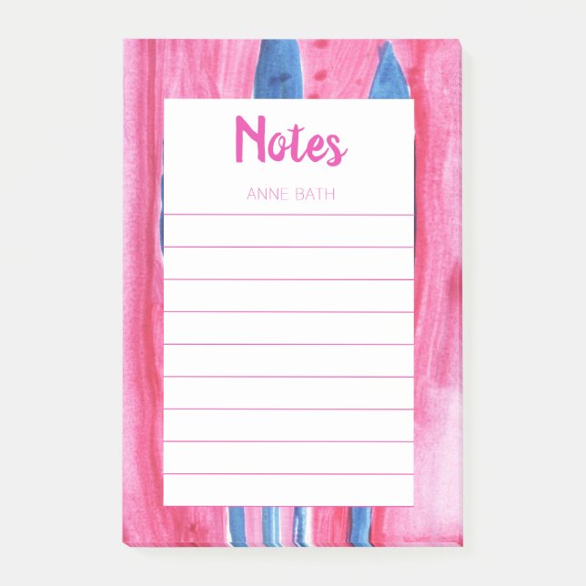 Pink an Blue Watercolor Post-it Notes (Front)