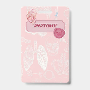 Pink Anatomy Medical Student Aesthetic Design Badge