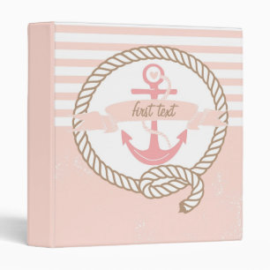 Pink Anchor and Banner Nautical Custom Binder