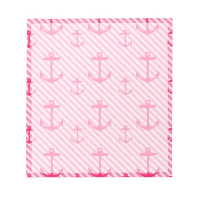 Pink Anchor Pattern Notepad (Front)