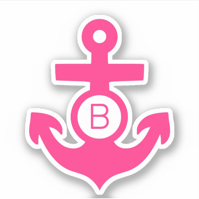 Pink Anchor Personalized Monogram Nautical Vinyl (Front)